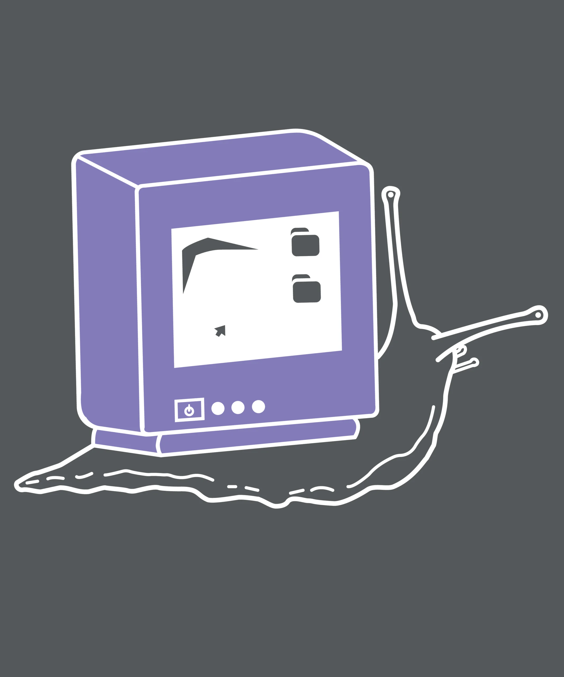 Vector snail that has an outdated computer for a shell.