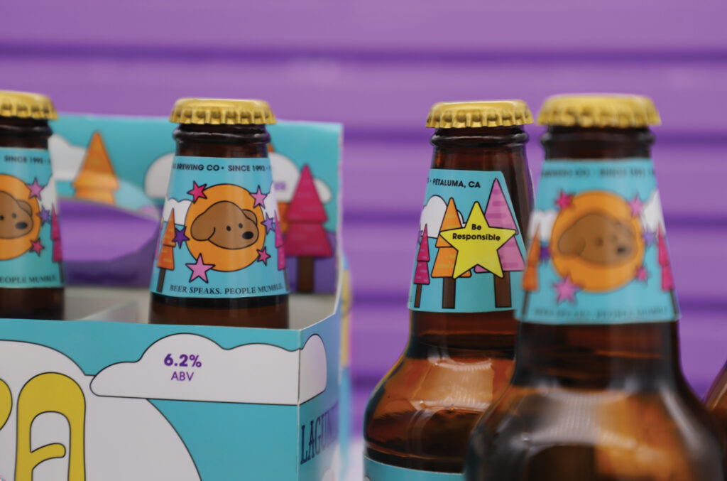 Close up of several lagunitas bottle necks