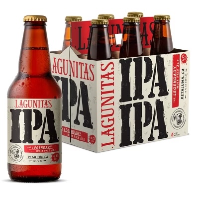 Original Lagunitas siz pack with a bottle out on display