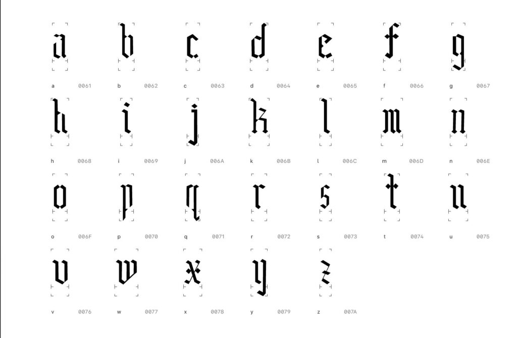 Some letters from a blackletter alphabet.